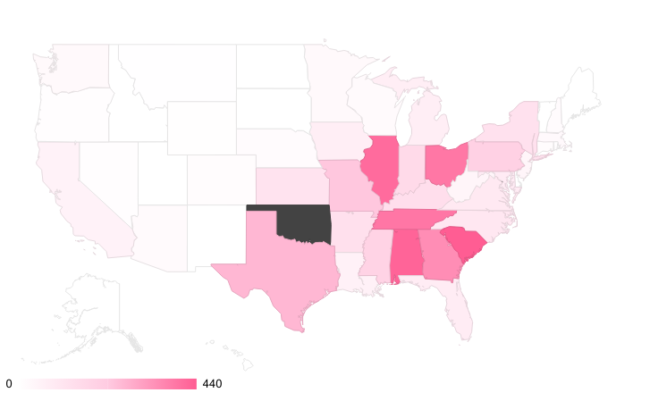 Number of Rutledges in US States